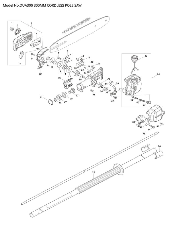 Pièces détachées moteur multifonction sans fil Makita DUA300