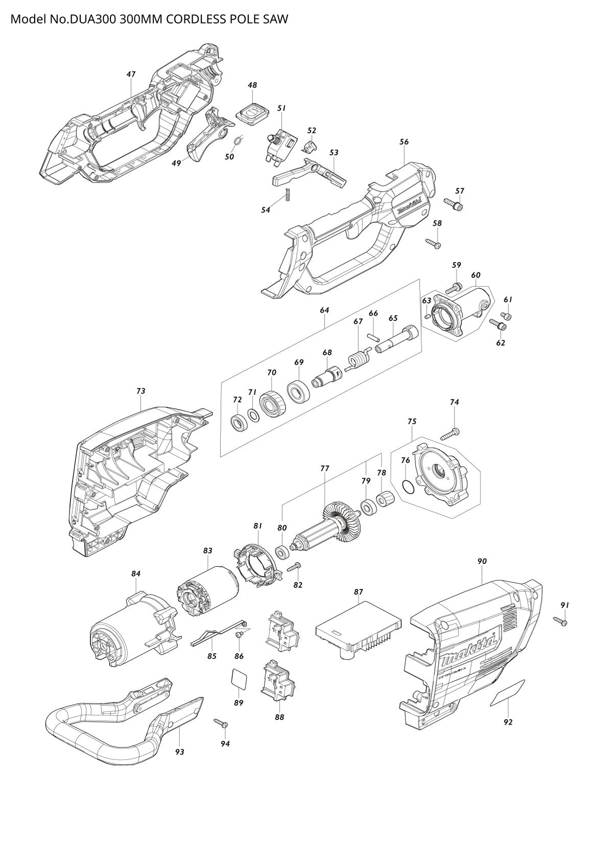 Pièces détachées moteur multifonction sans fil Makita DUA300