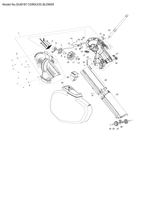 Pièces détachées souffleur sans fil Makita DUB187
