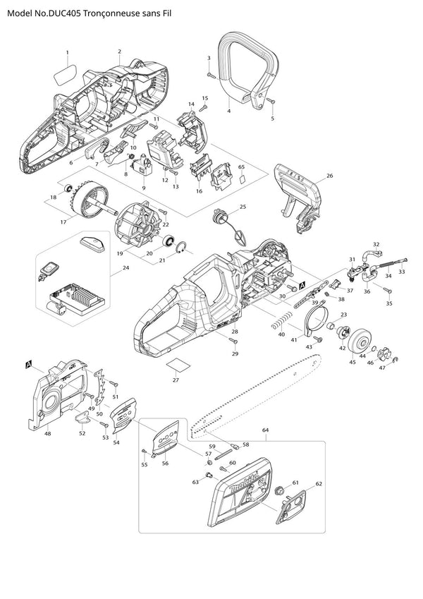 Pièces détachées tronçonneuse sans fil Makita DUC405