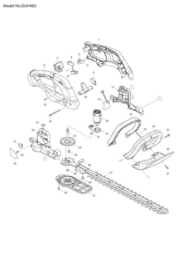 Pièces détachées taille-haie sans fil Makita DUH483