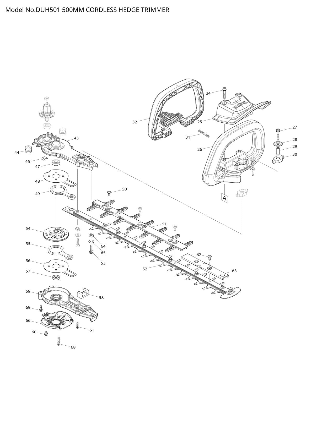 Pièces détachées taille-haie sans fil Makita DUH501