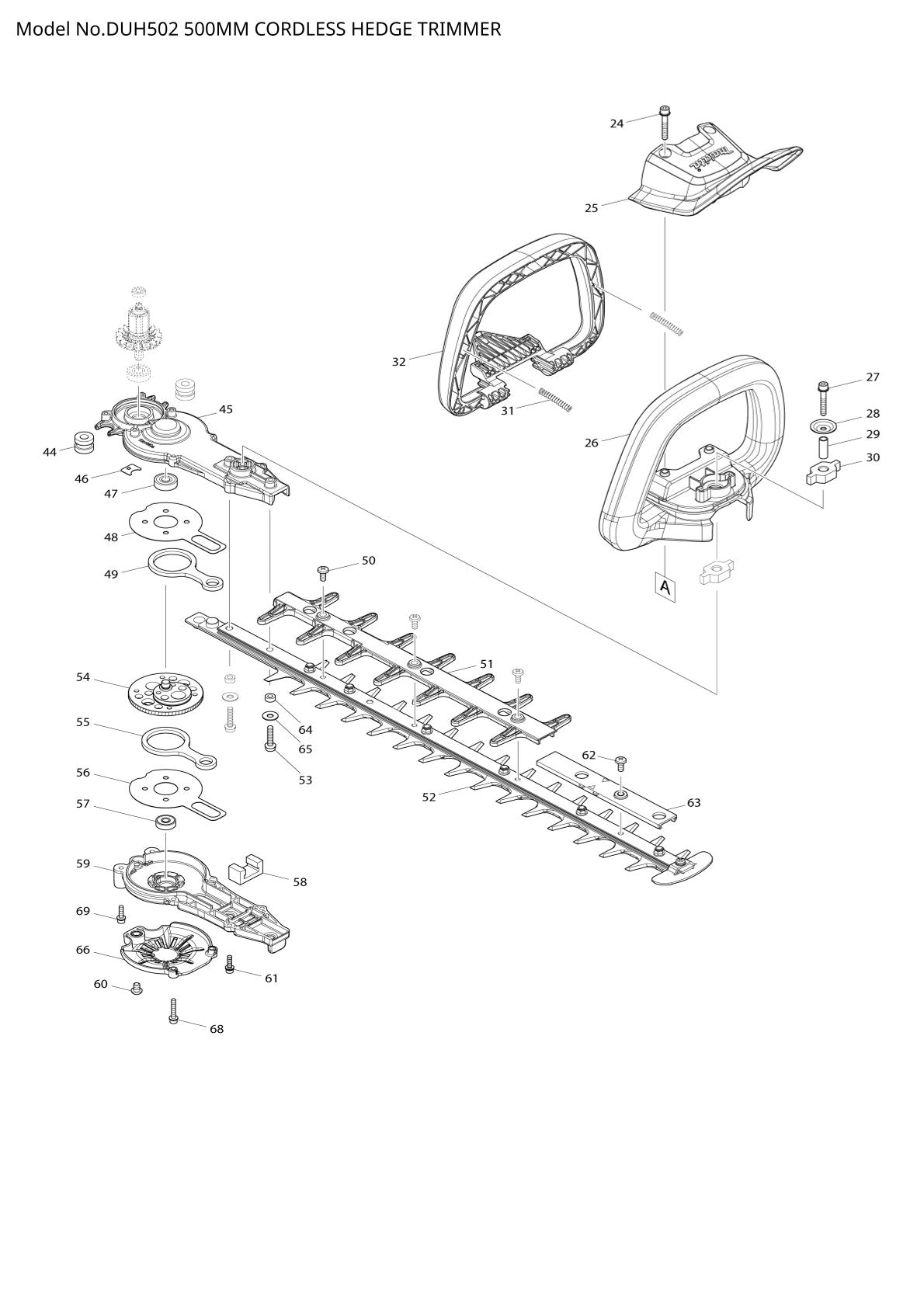 Pièces détachées taille-haie sans fil Makita DUH502