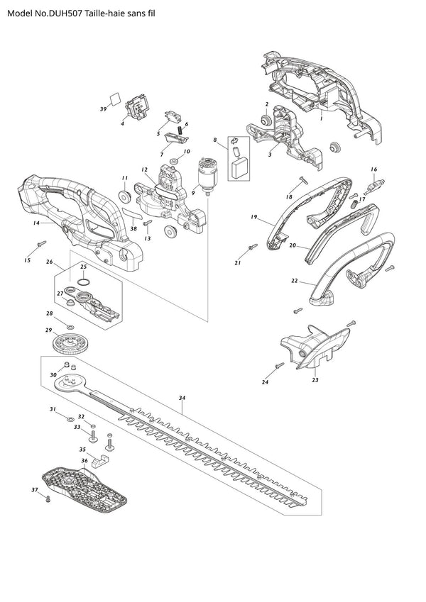 Pièces détachées taille-haie sans fil Makita DUH507