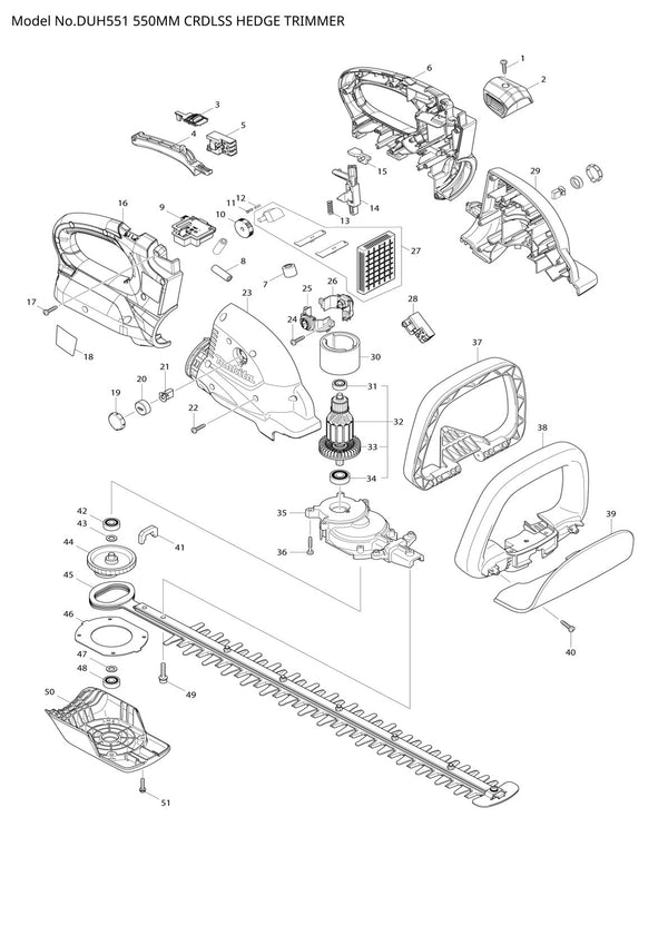 Pièces détachées taille-haie sans fil Makita DUH551