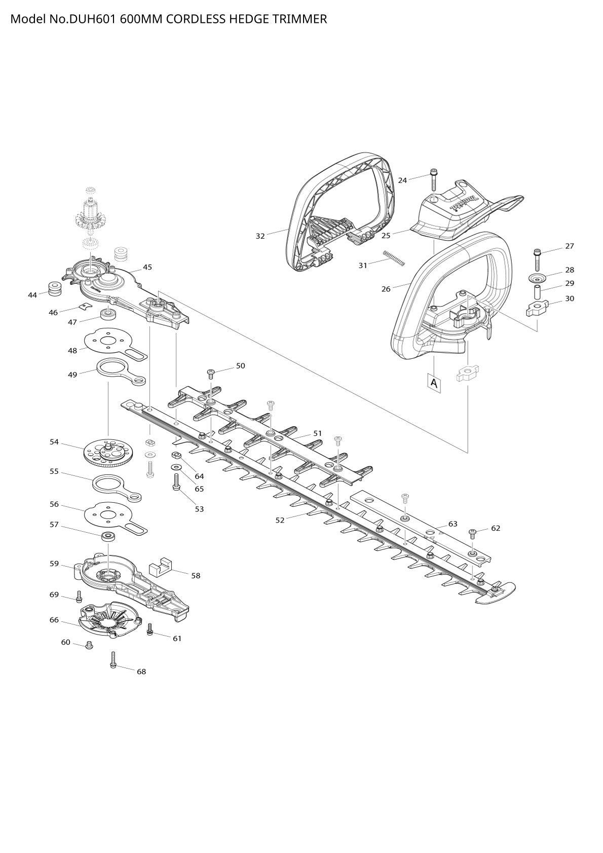Pièces détachées taille-haie sans fil Makita DUH601