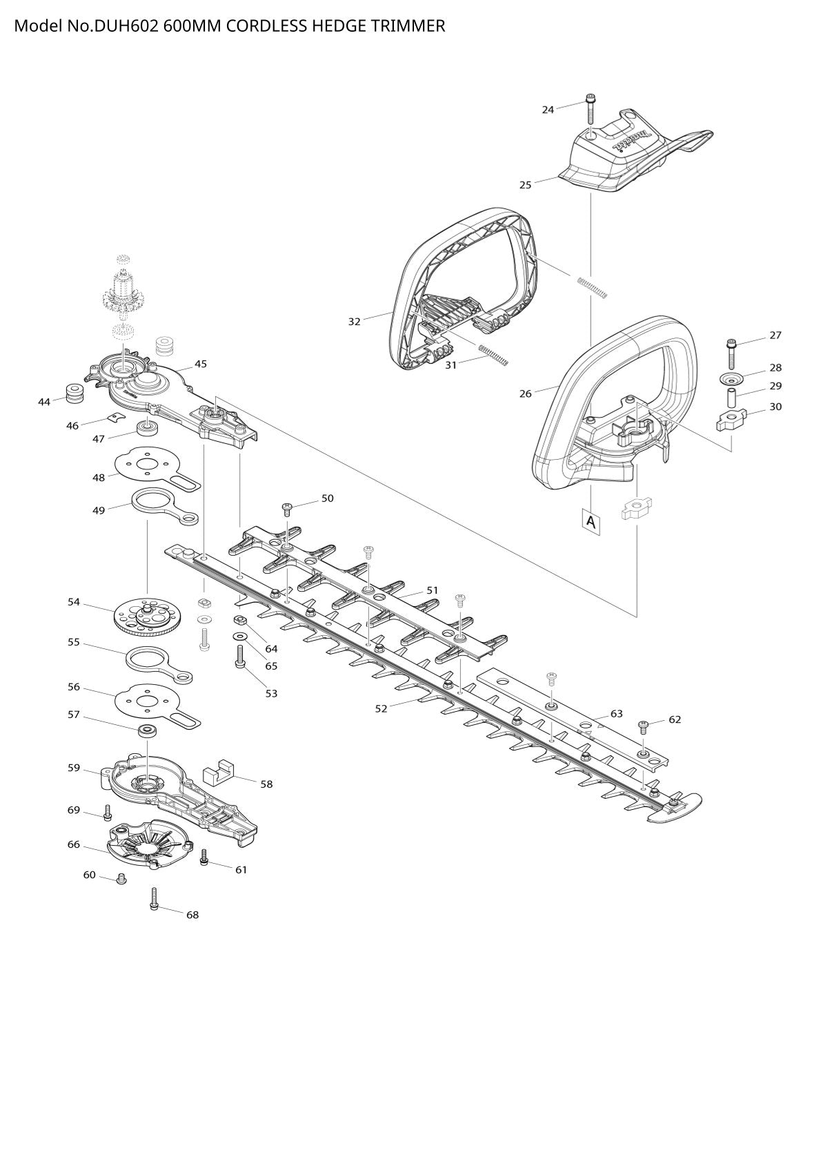Pièces détachées taille-haie sans fil Makita DUH602