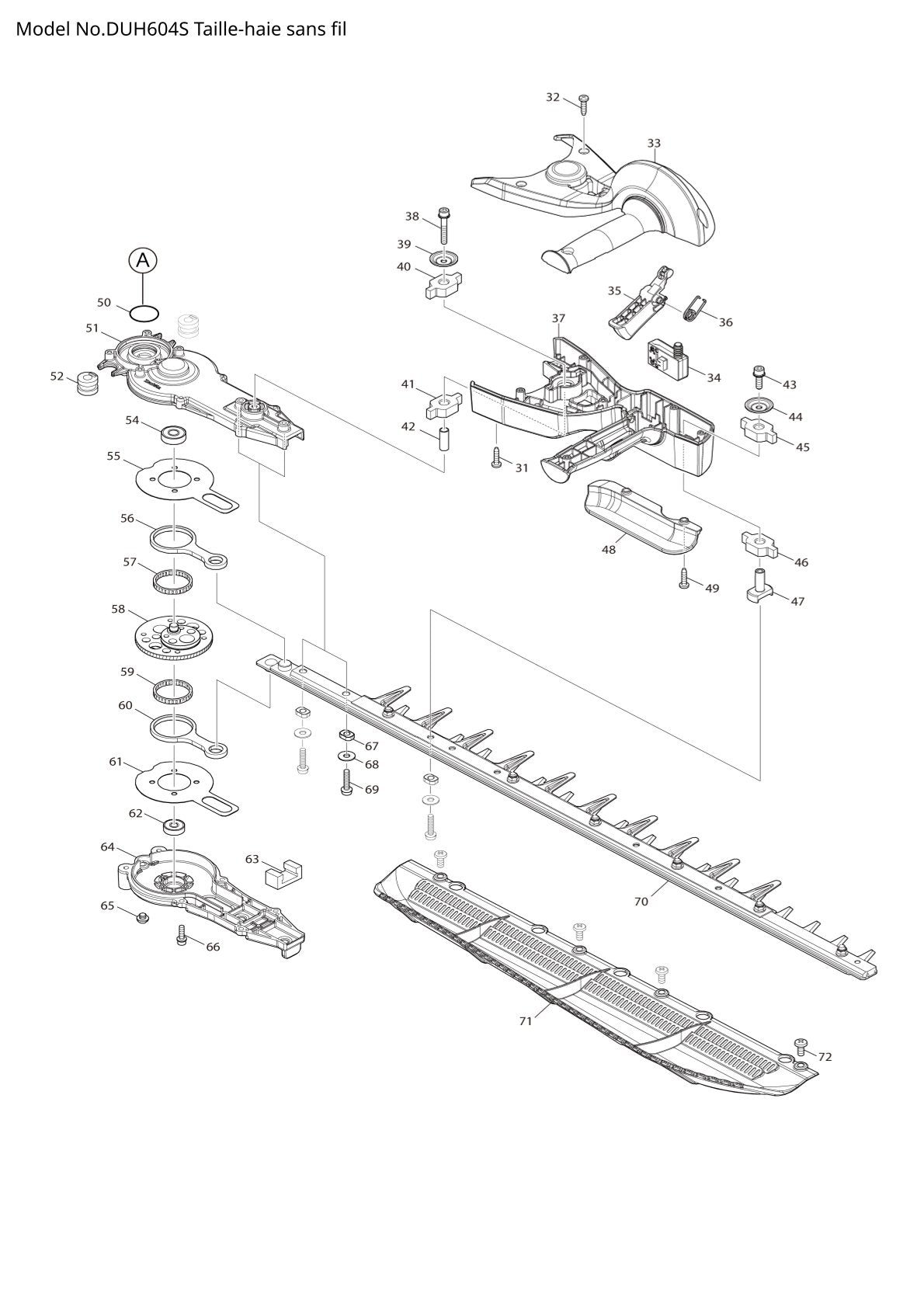 Pièces détachées taille-haie sans fil Makita DUH604S