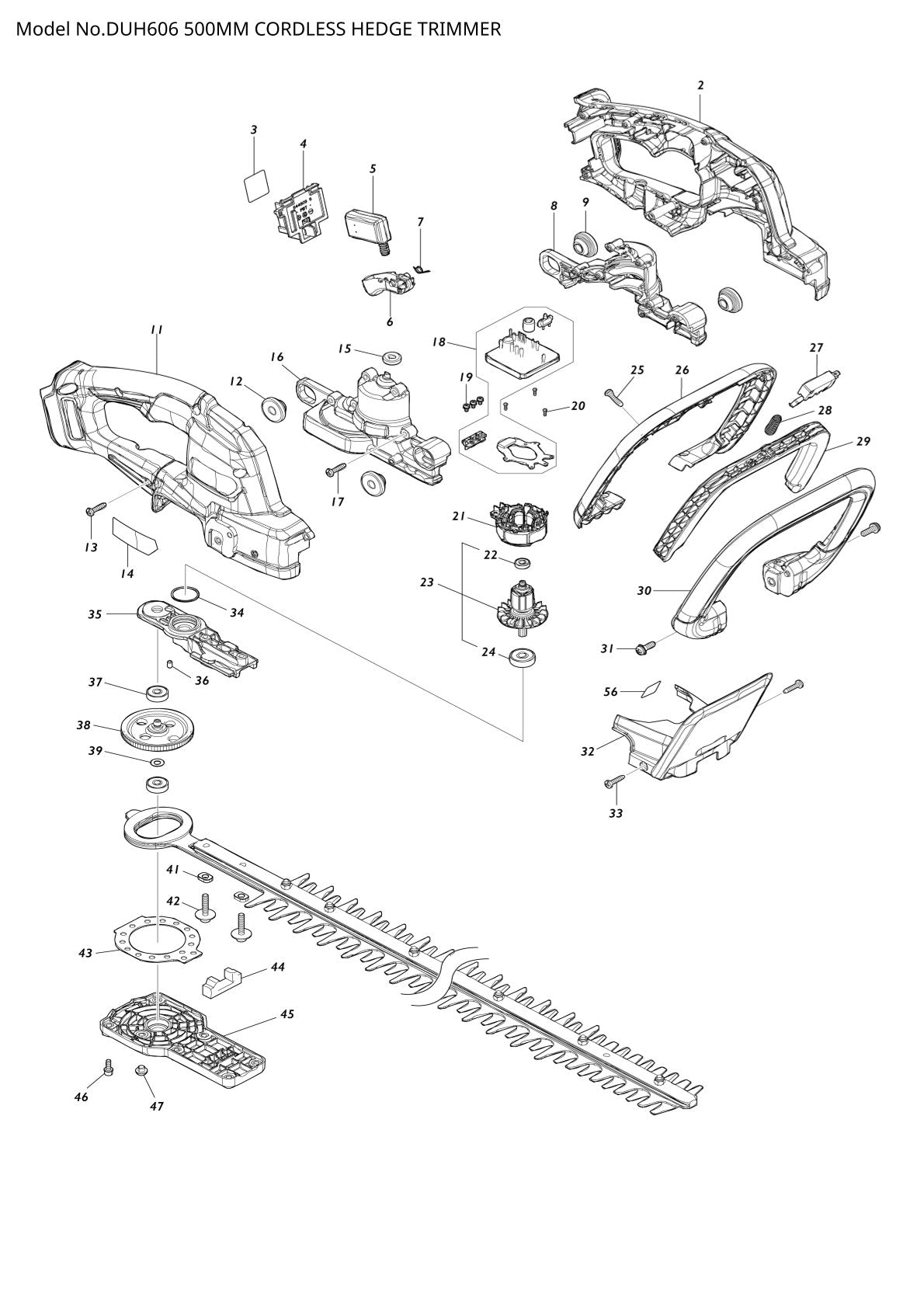 Pièces détachées taille-haie sans fil Makita DUH606