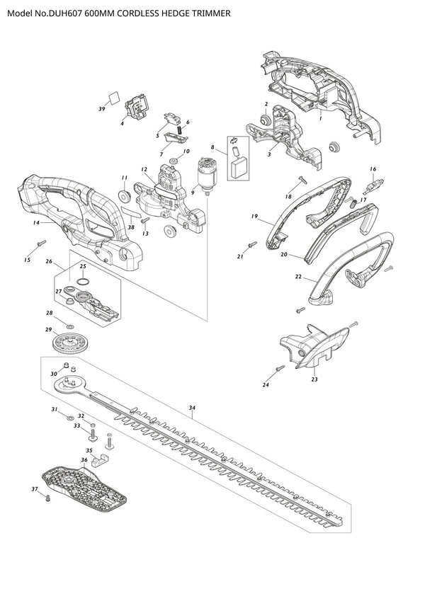 Pièces détachées taille-haie sans fil Makita DUH607