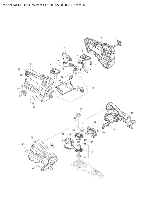 Pièces détachées taille-haie sans fil Makita DUH751