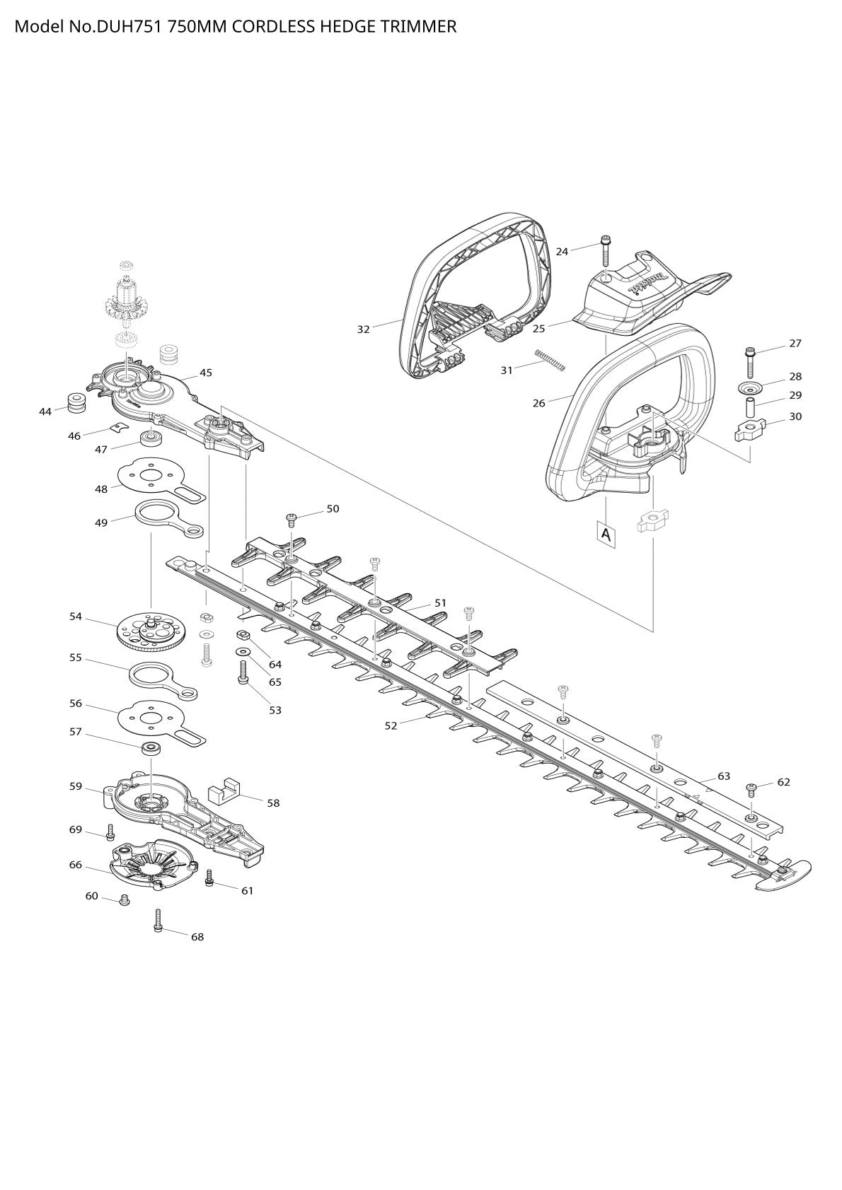 Pièces détachées taille-haie sans fil Makita DUH751