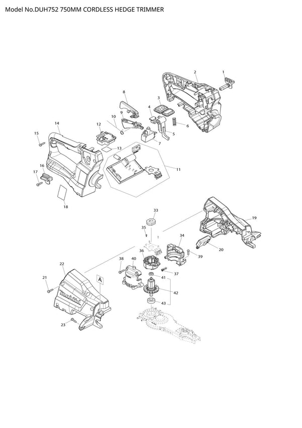 Pièces détachées taille-haie sans fil Makita DUH752
