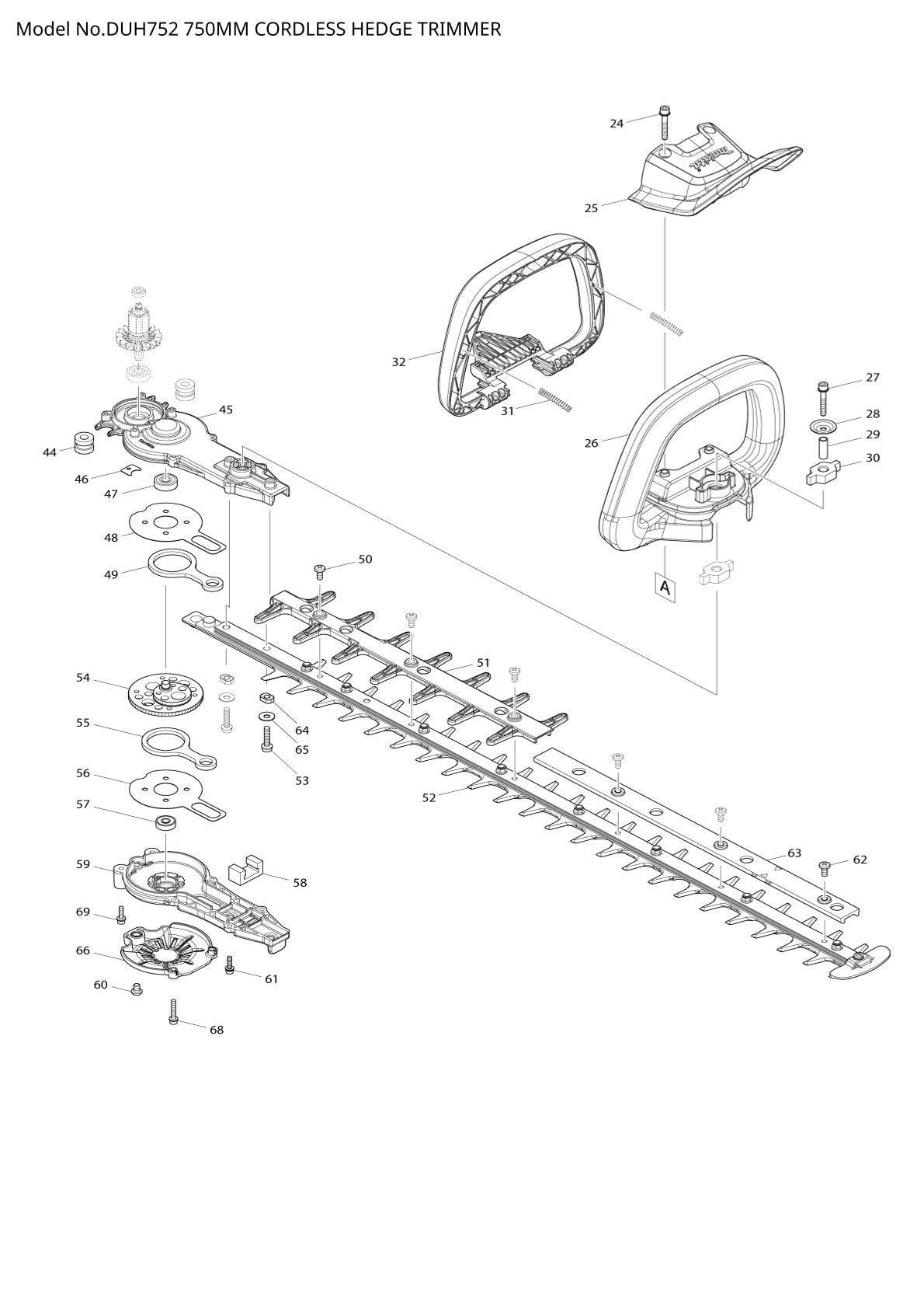 Pièces détachées taille-haie sans fil Makita DUH752