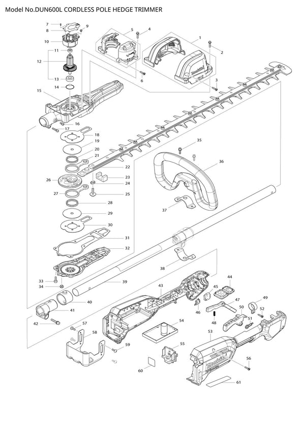 Pièces détachées taille-haie sur perche sans fil Makita DUN600L