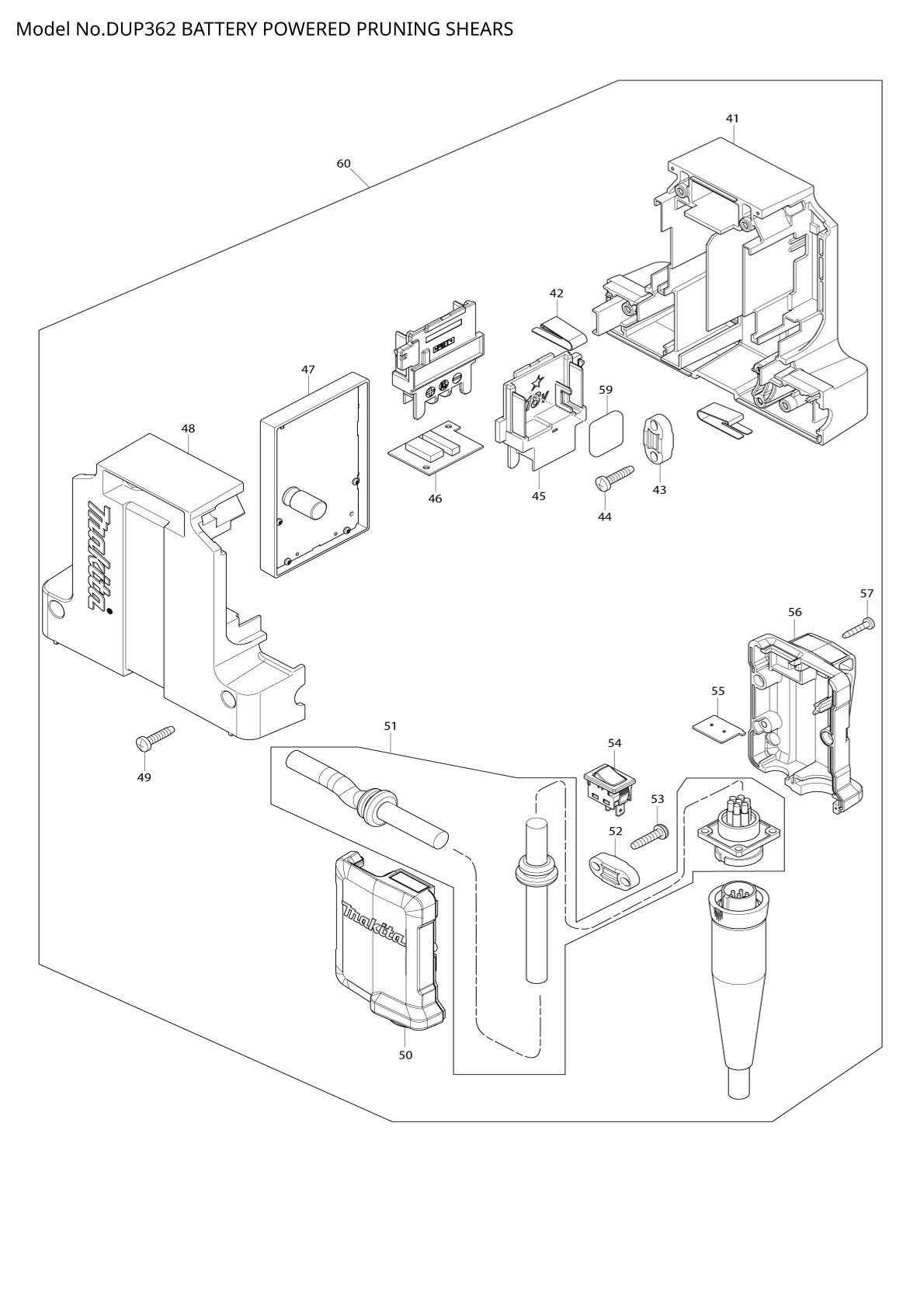 Pièces détachées sécateur sans fil Makita DUP362