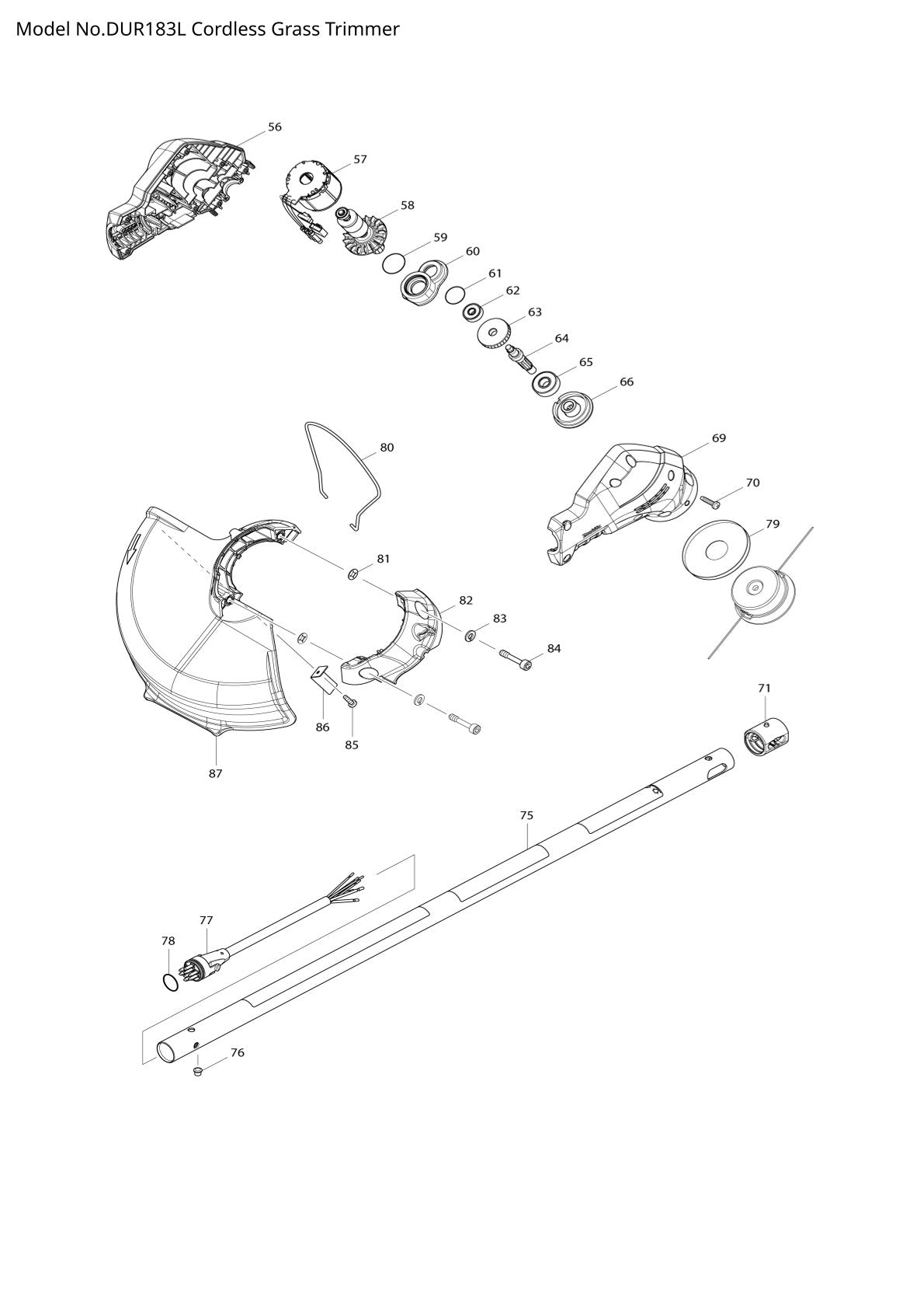 Pièces détachées coupe-herbe sans fil Makita DUR183L