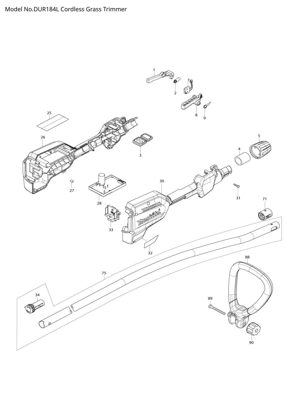 Pièces détachées coupe-herbe sans fil Makita DUR184L