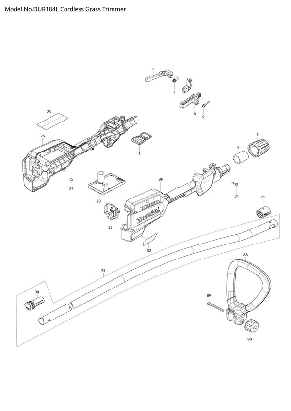 Pièces détachées coupe-herbe sans fil Makita DUR184L
