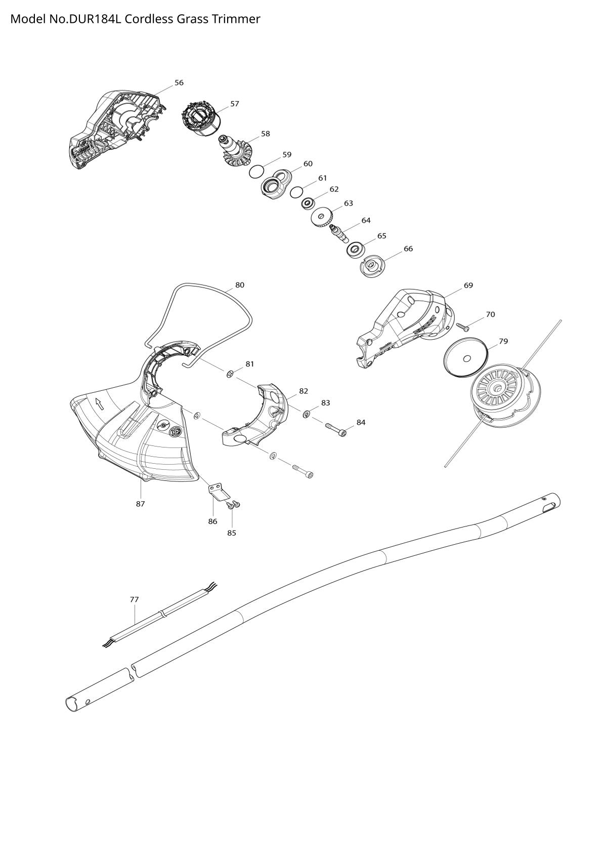 Pièces détachées coupe-herbe sans fil Makita DUR184L
