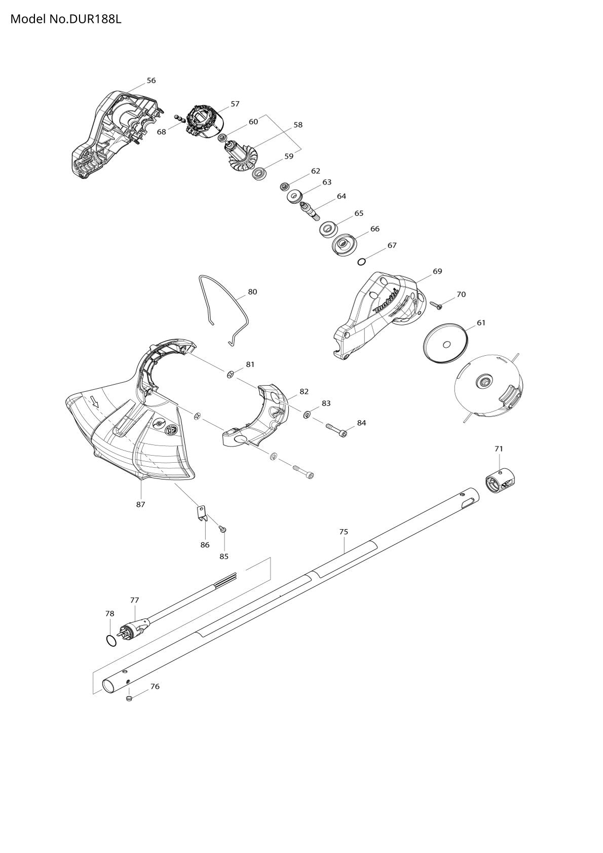 Pièces détachées coupe-herbe sans fil Makita DUR188L