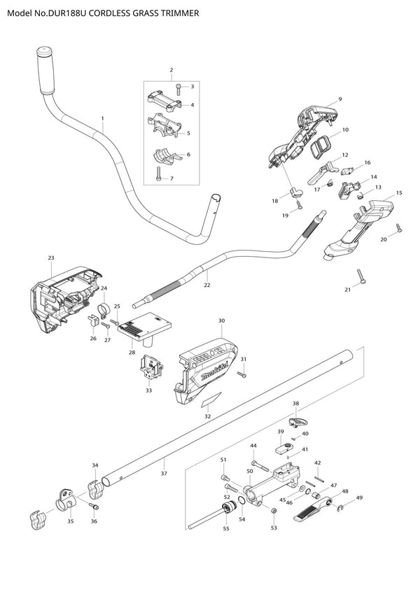 Pièces détachées coupe-herbe sans fil Makita DUR188U
