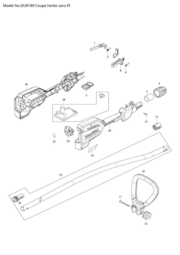 Pièces détachées coupe-herbe sans fil Makita DUR189