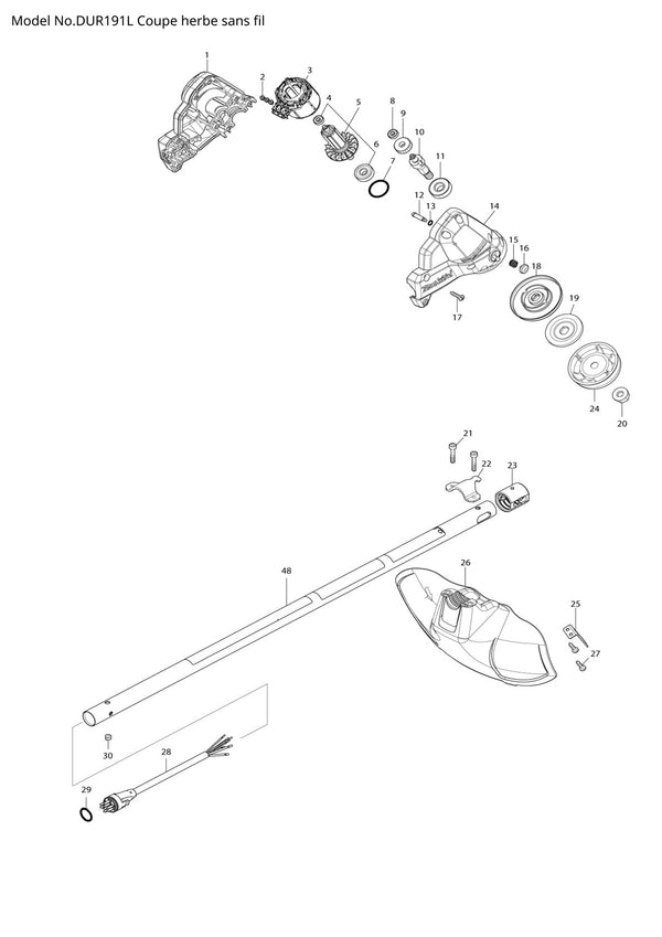 Pièces détachées coupe-herbe sans fil Makita DUR191L