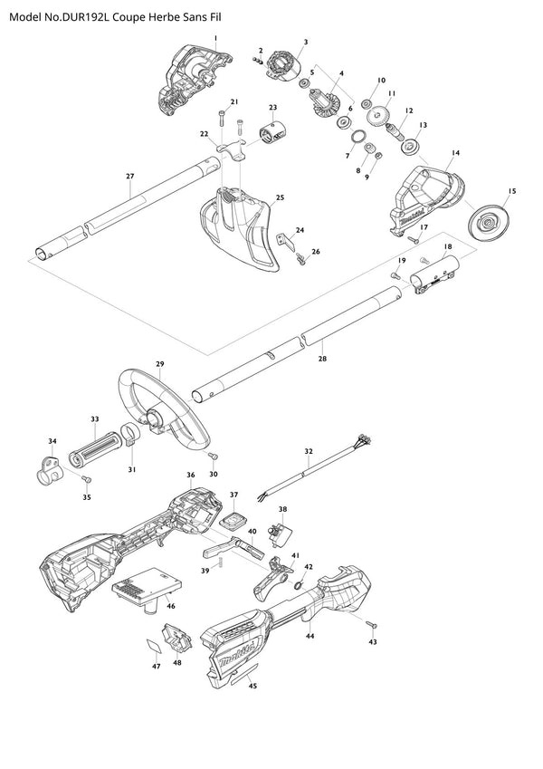 Pièces détachées coupe-herbe sans fil Makita DUR192L