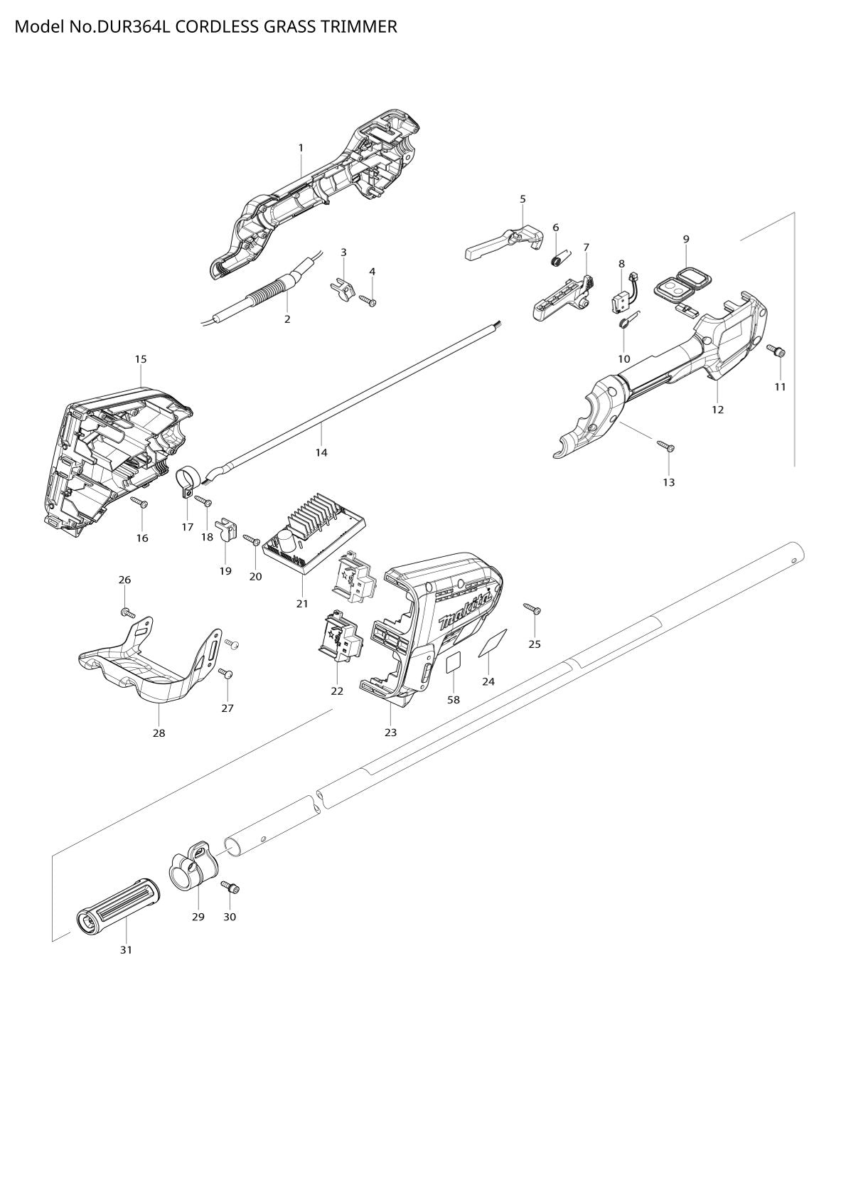 Pièces détachées coupe-herbe sans fil Makita DUR364L