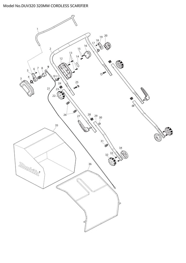 Pièces détachées scarificateur sans fil Makita DUV320