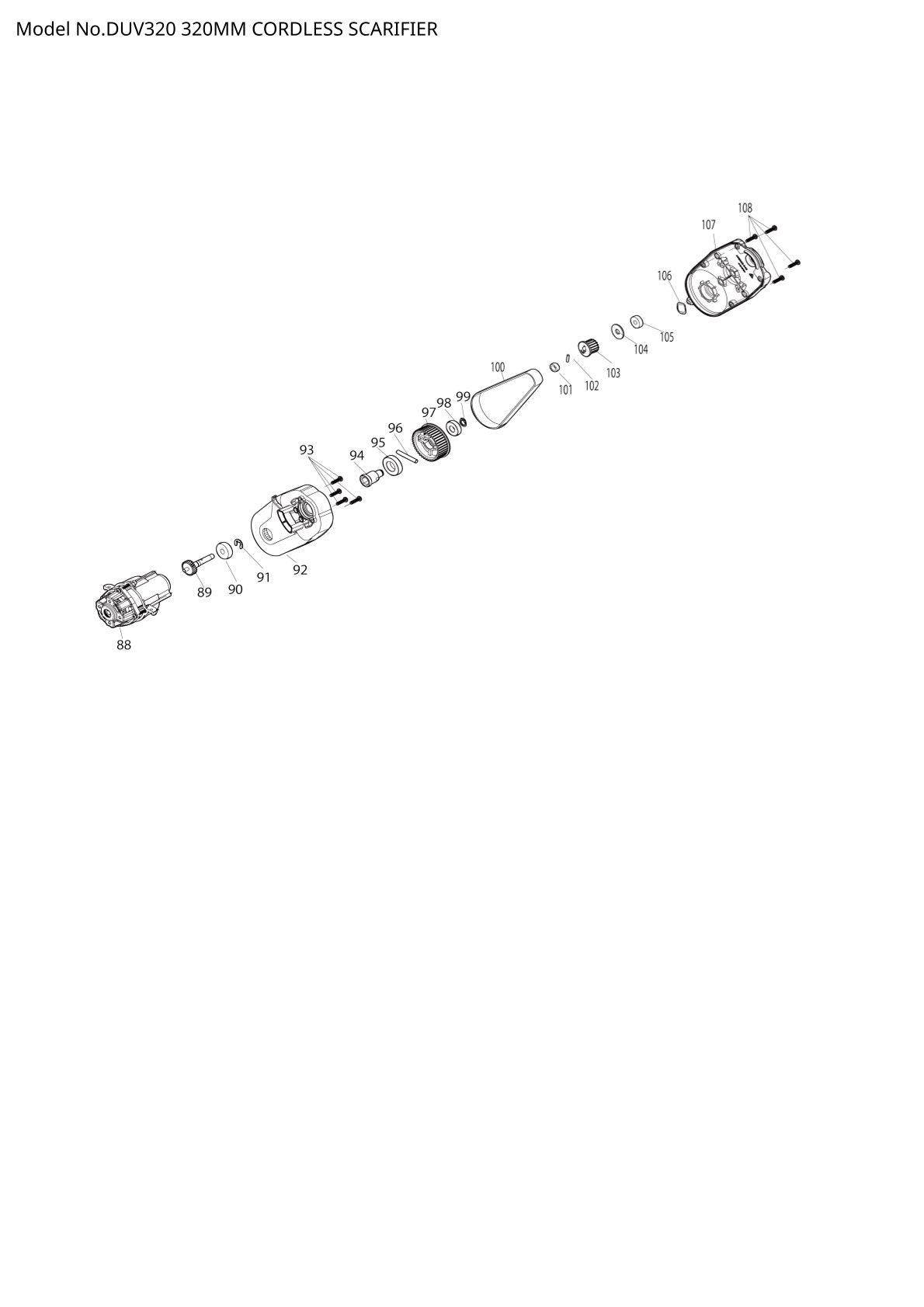 Pièces détachées scarificateur sans fil Makita DUV320
