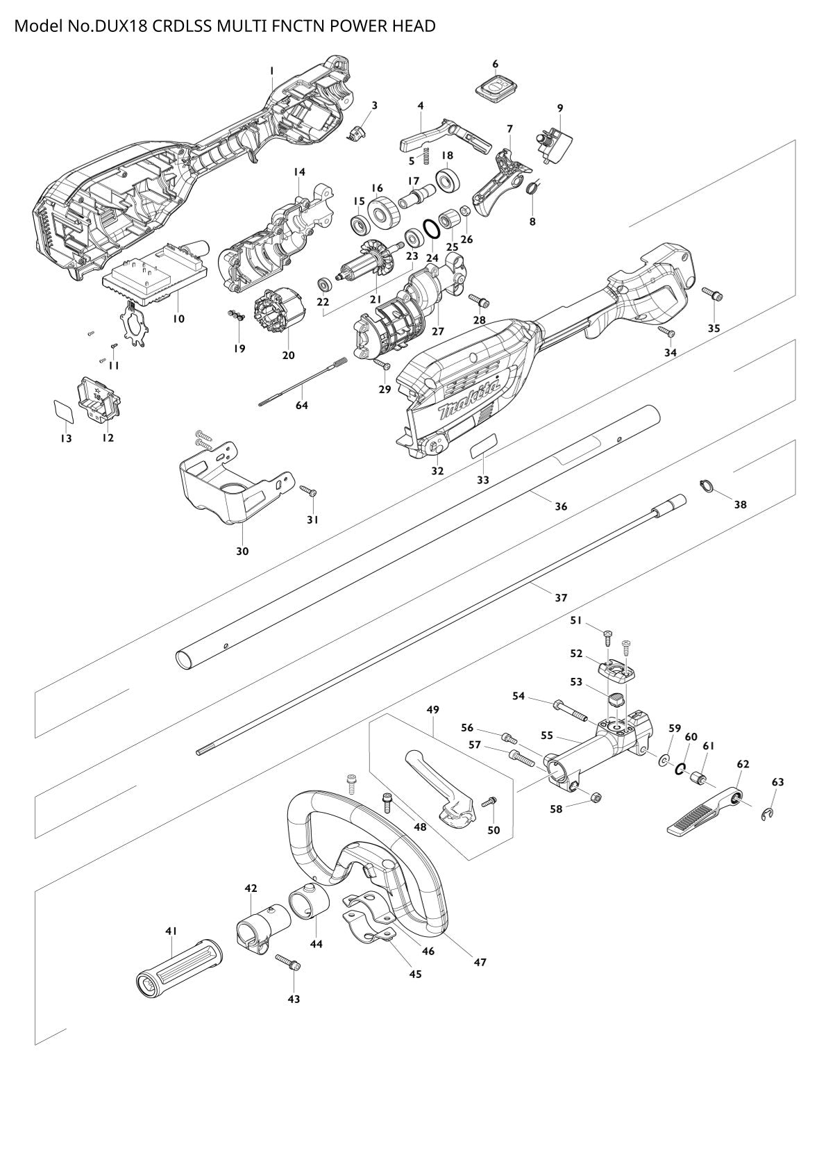 Pièces détachées moteur multifonction sans fil Makita DUX18