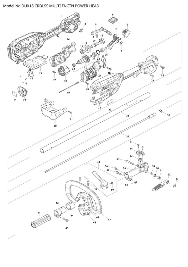 Pièces détachées moteur multifonction sans fil Makita DUX18