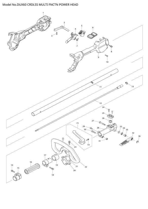 Pièces détachées moteur multifonction sans fil Makita DUX60