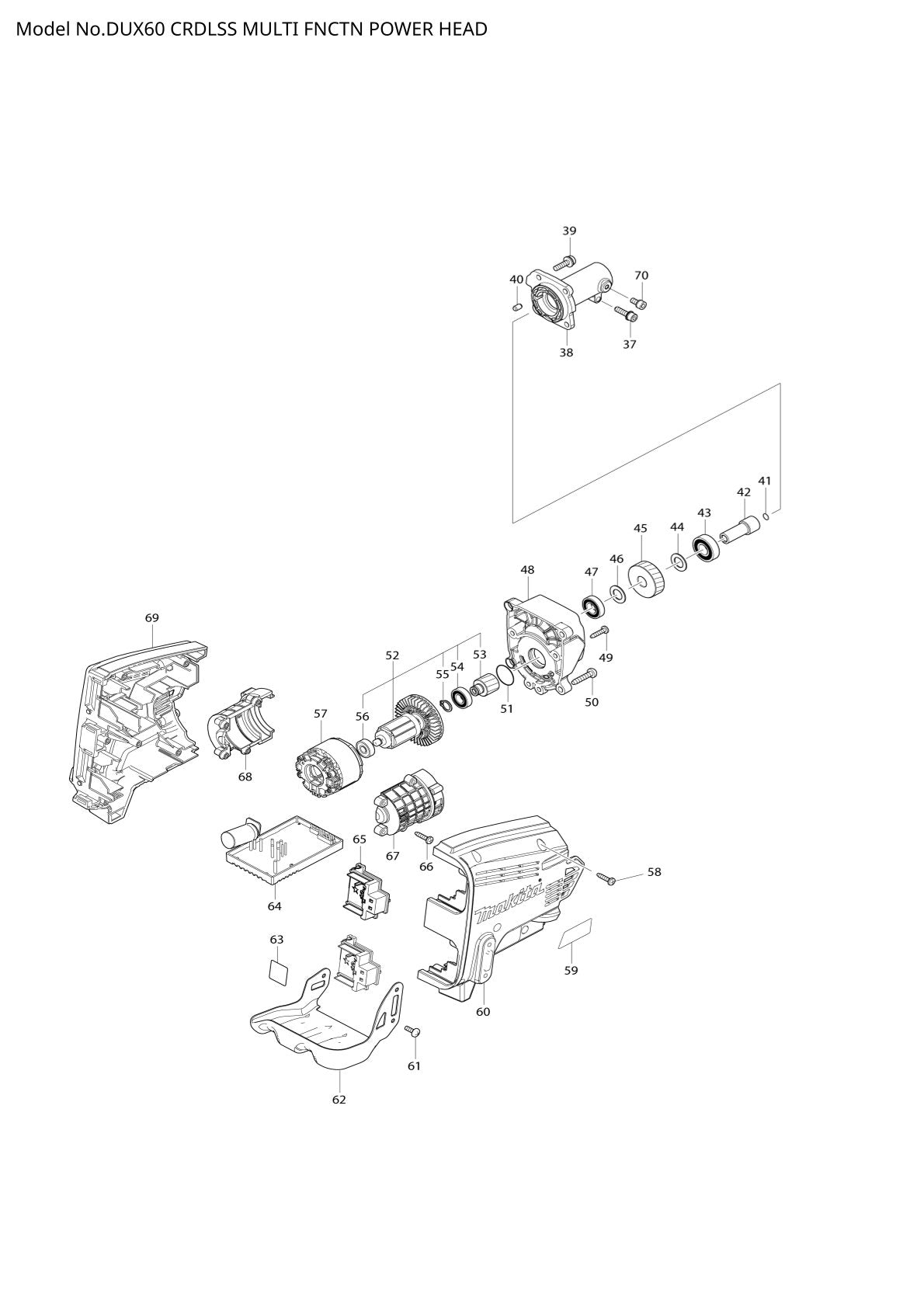 Pièces détachées moteur multifonction sans fil Makita DUX60
