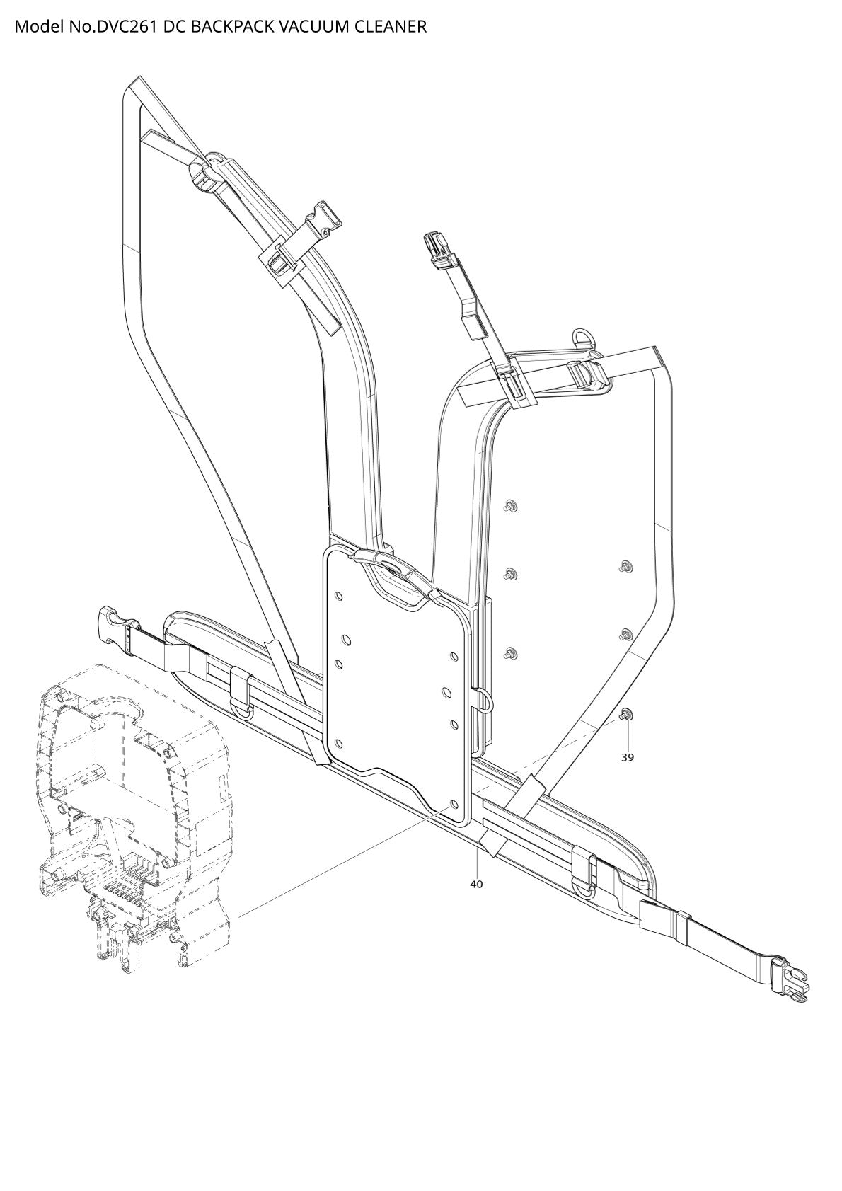 Pièces détachées aspirateur de chantier sans fil Makita DVC261