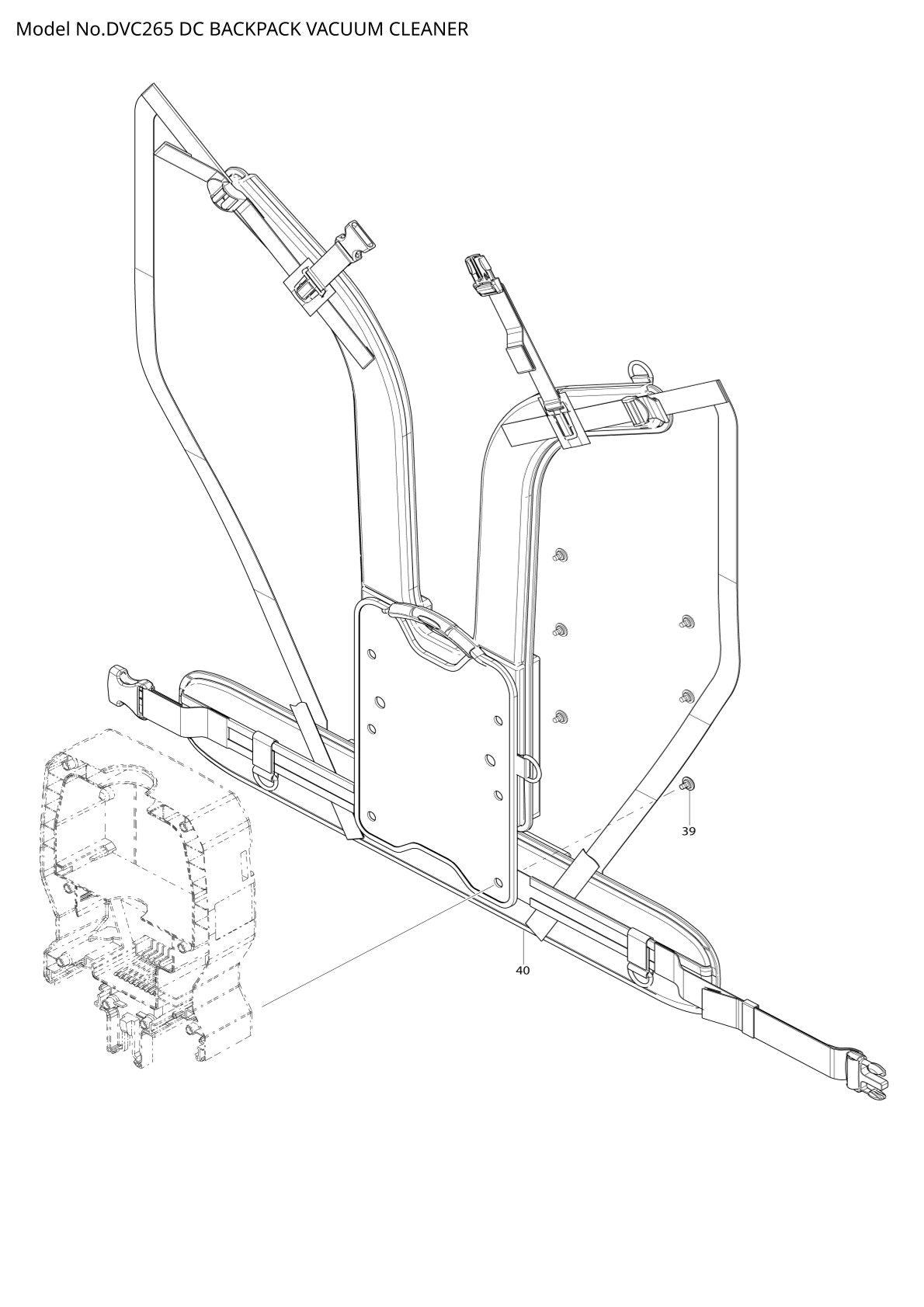 Pièces détachées aspirateur de chantier sans fil Makita DVC265