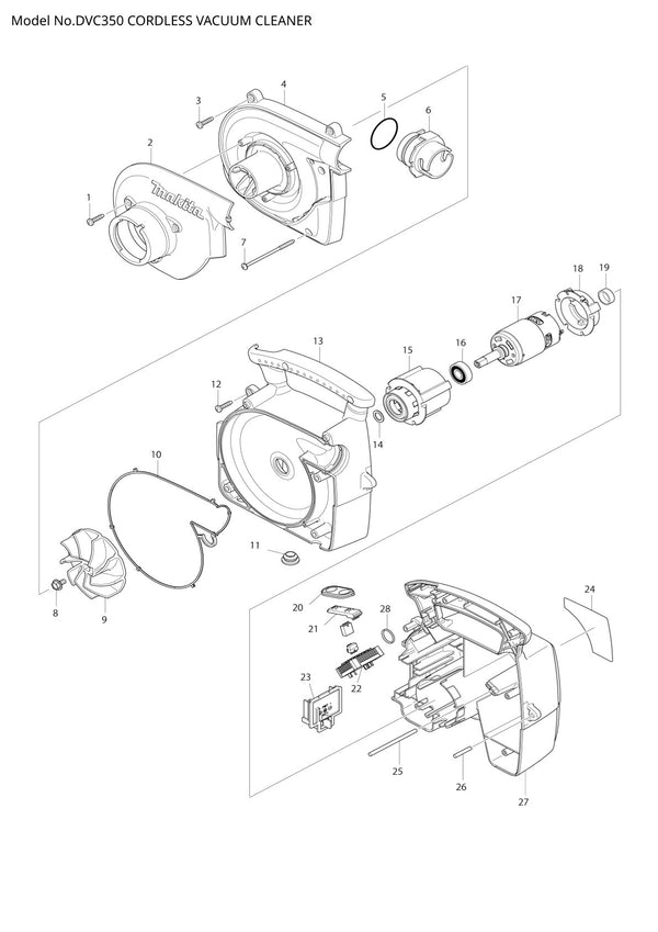 Pièces détachées aspirateur de chantier sans fil Makita DVC350