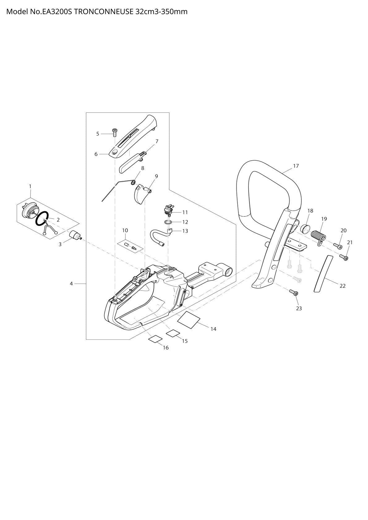 Pièces détachées tronçonneuse thermique Makita EA3200S
