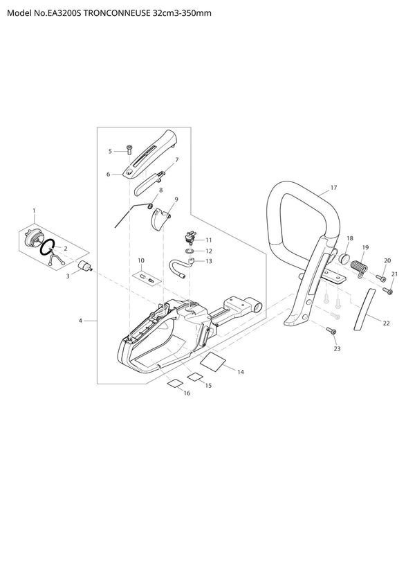 Pièces détachées tronçonneuse thermique Makita EA3200S