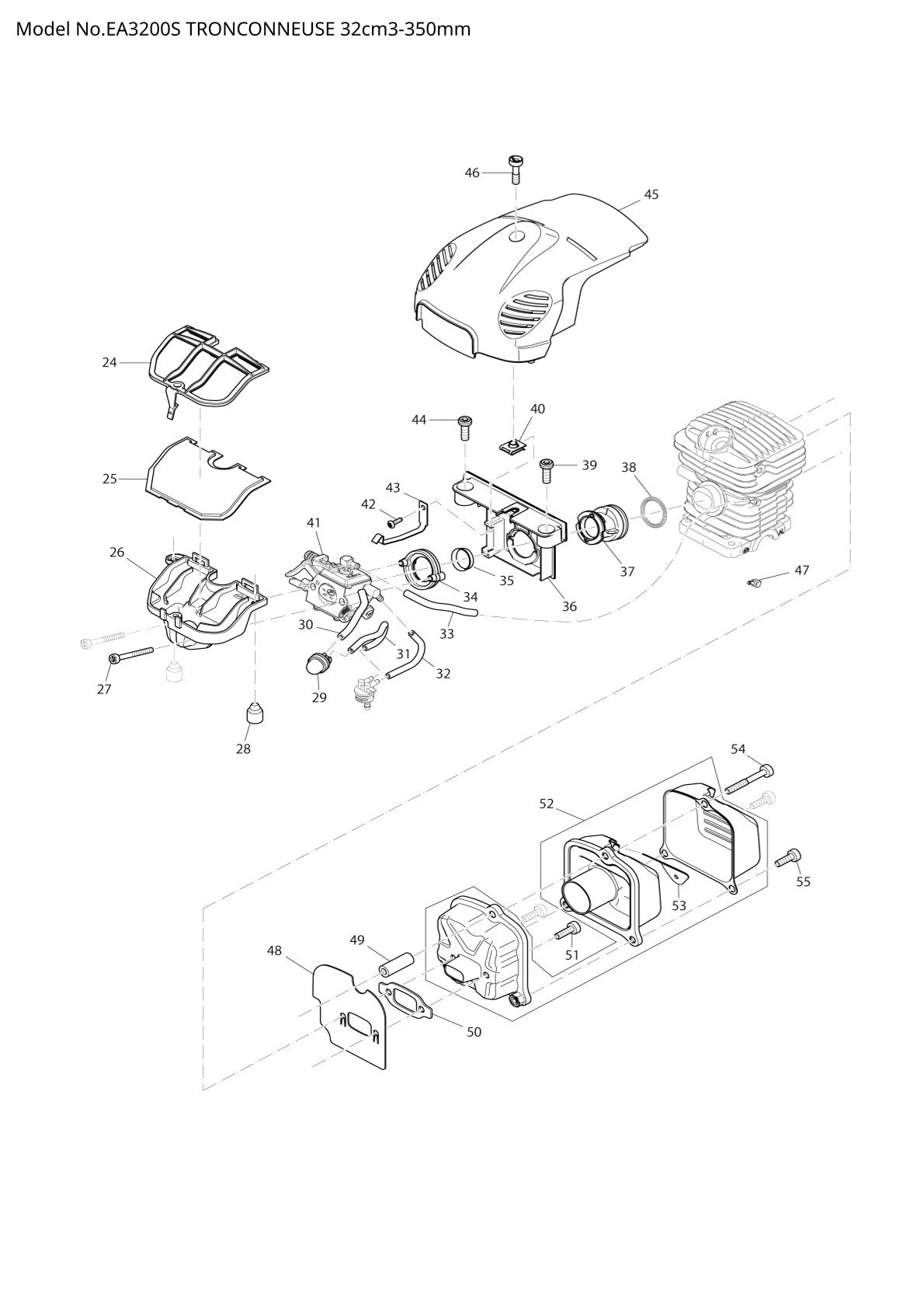 Pièces détachées tronçonneuse thermique Makita EA3200S