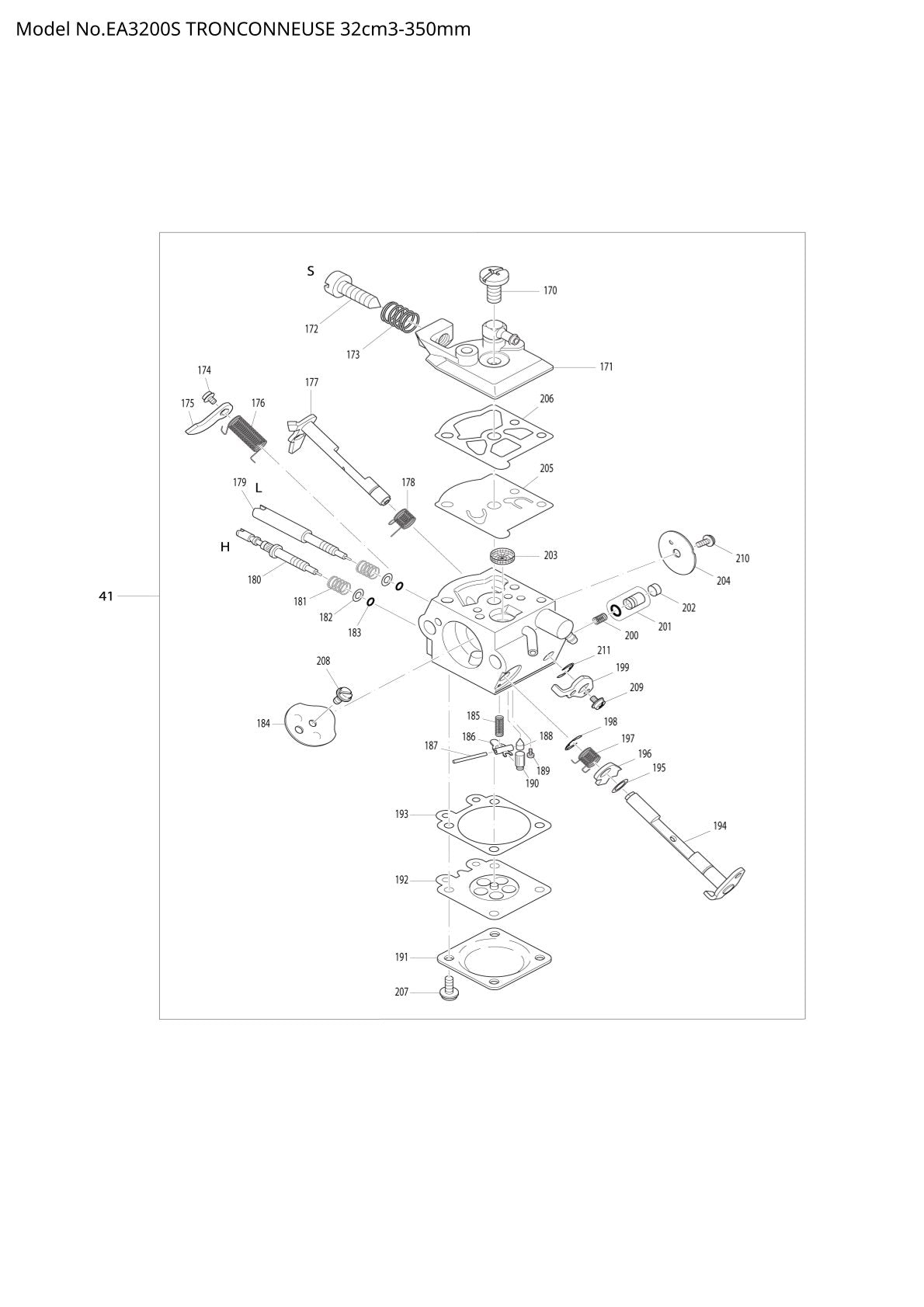 Pièces détachées tronçonneuse thermique Makita EA3200S