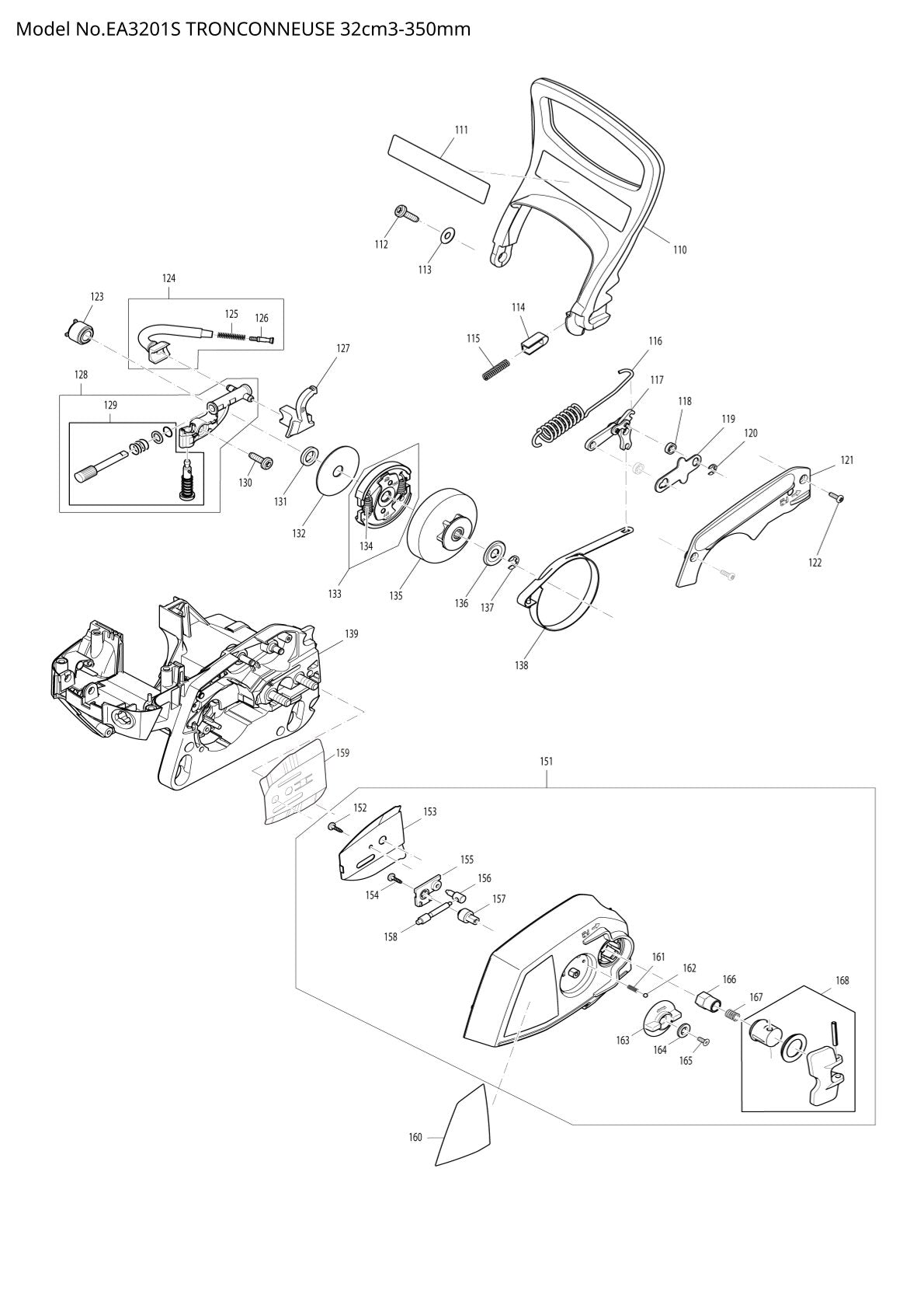 Pièces détachées tronçonneuse thermique Makita EA3201S