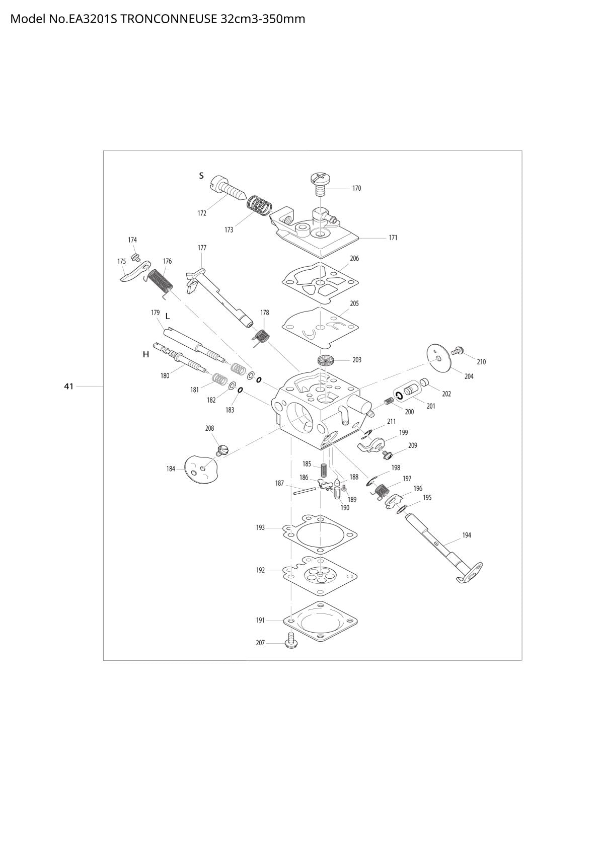 Pièces détachées tronçonneuse thermique Makita EA3201S