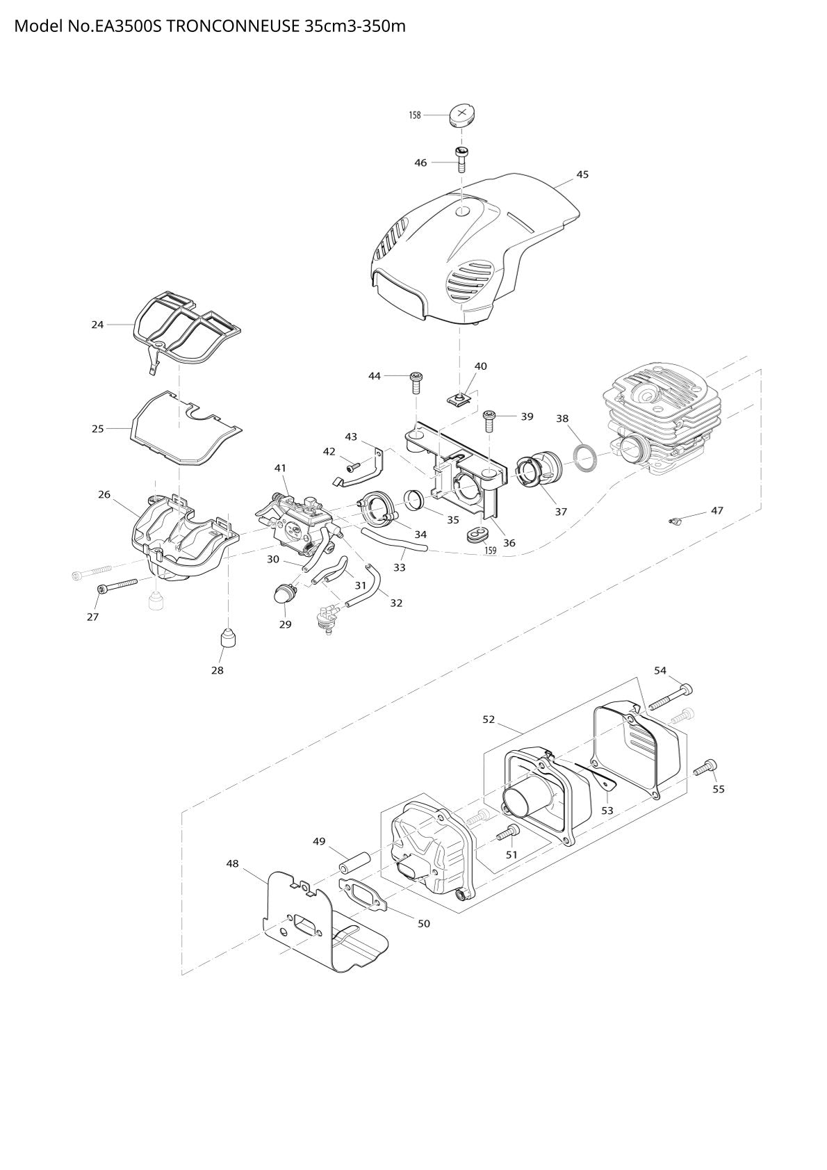 Pièces détachées tronçonneuse thermique Makita EA3500S