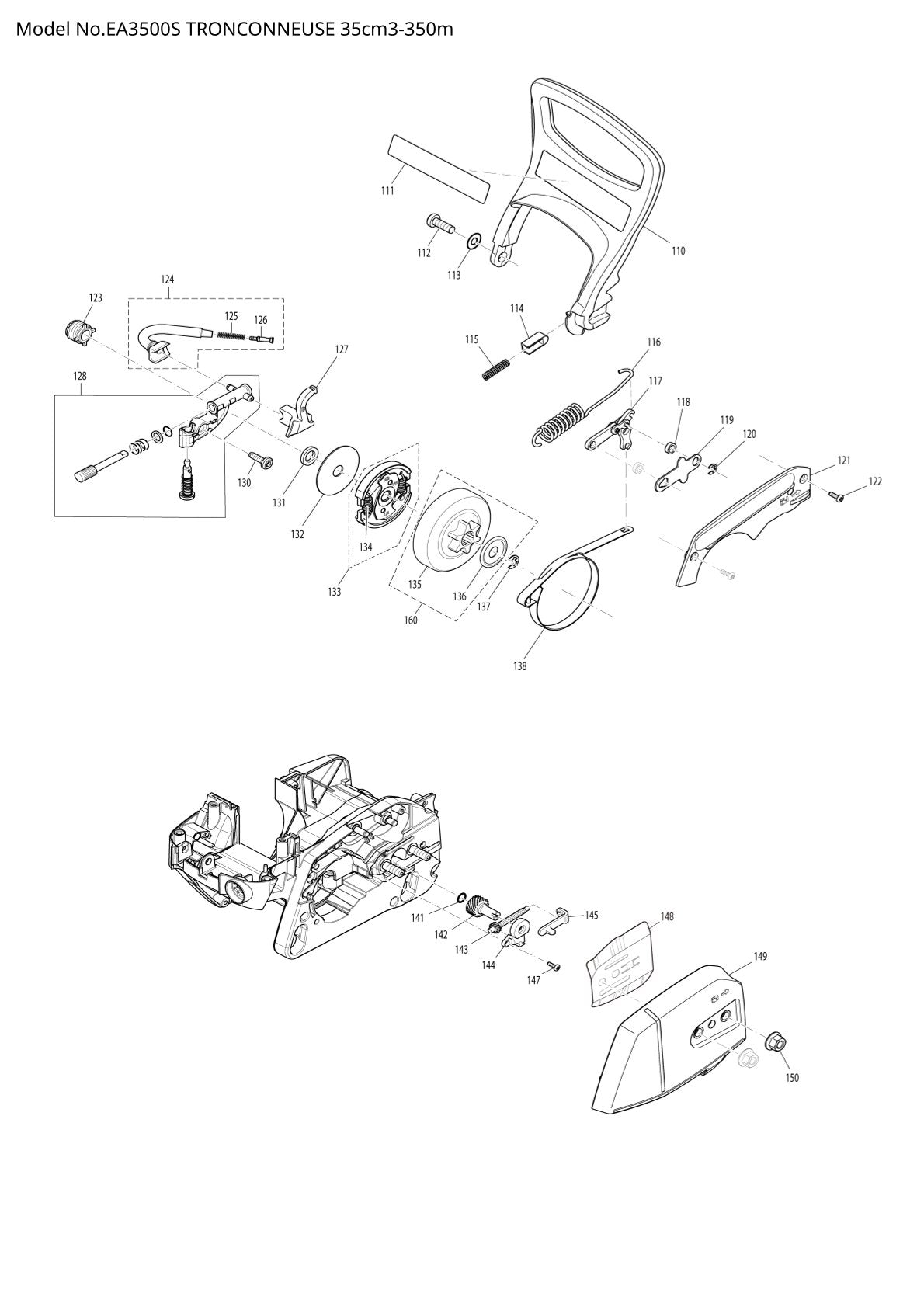 Pièces détachées tronçonneuse thermique Makita EA3500S