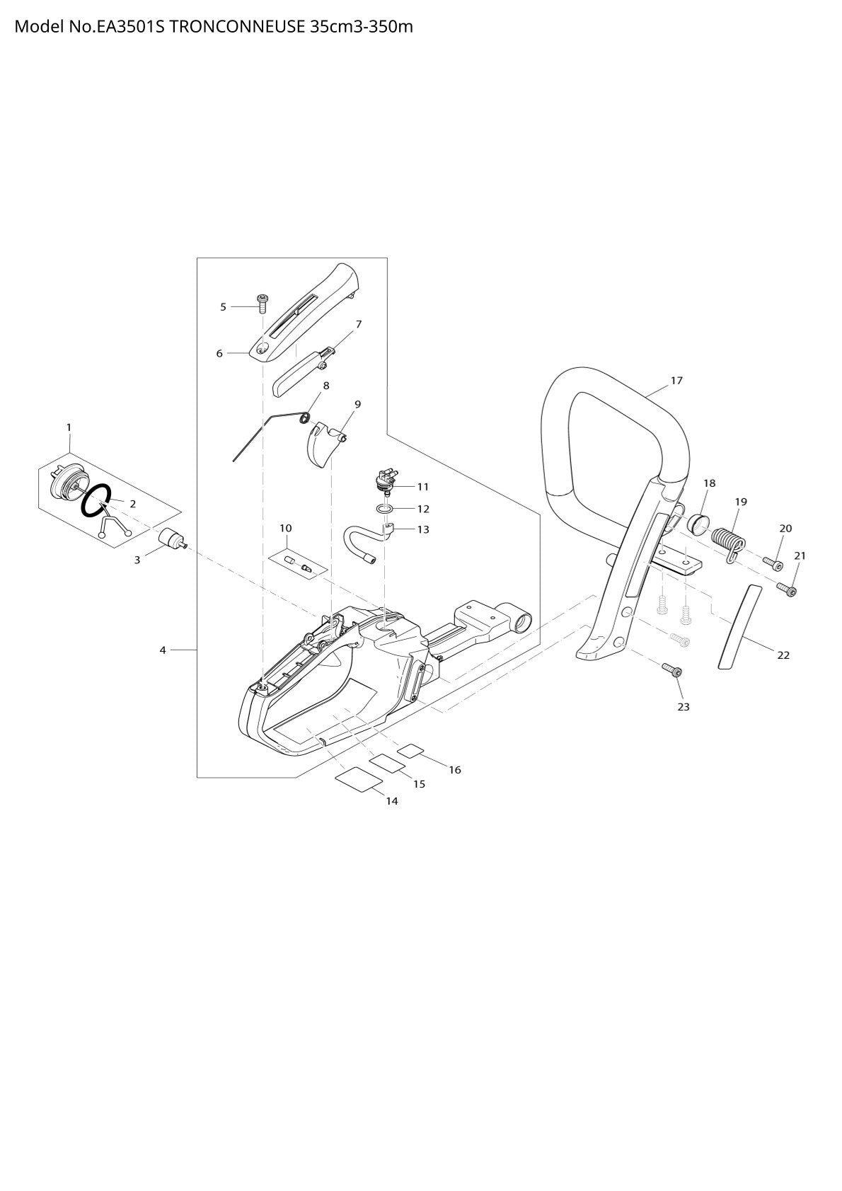 Pièces détachées tronçonneuse thermique Makita EA3501S