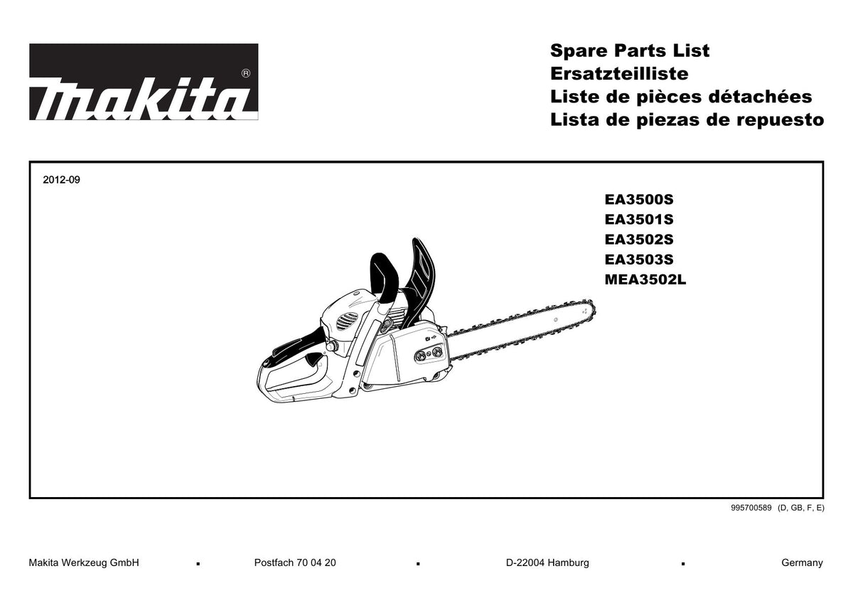 Pièces détachées tronçonneuse thermique Makita EA3502S