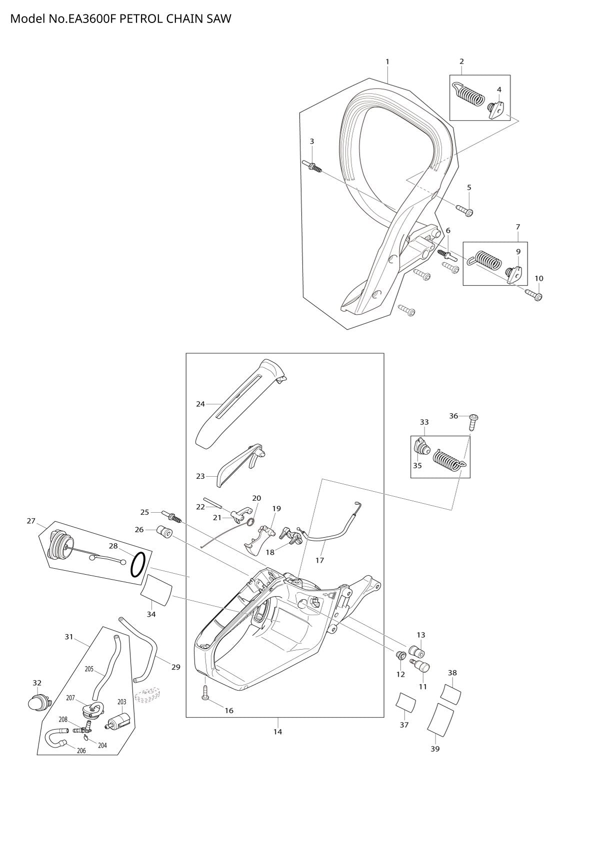 Pièces détachées tronçonneuse thermique Makita EA3600F